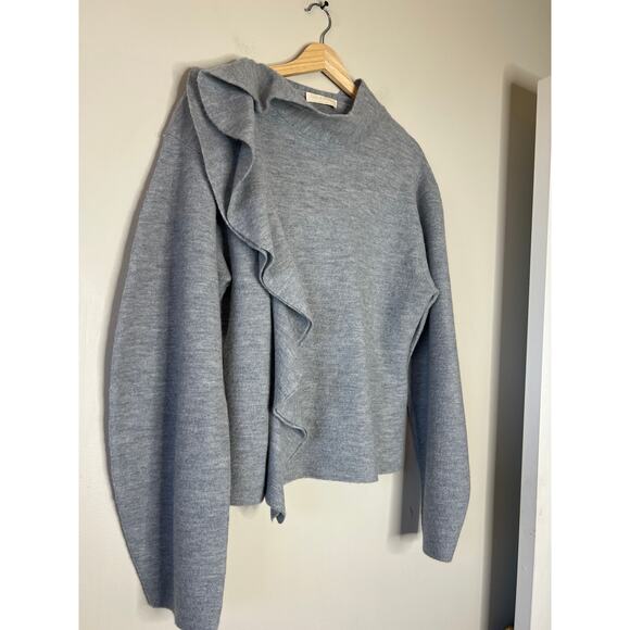 NEW Ulla Johnson Corinna Ruffled Pullover Sweater Sleeves Grey Size: Extra Large - Picture 3 of 7